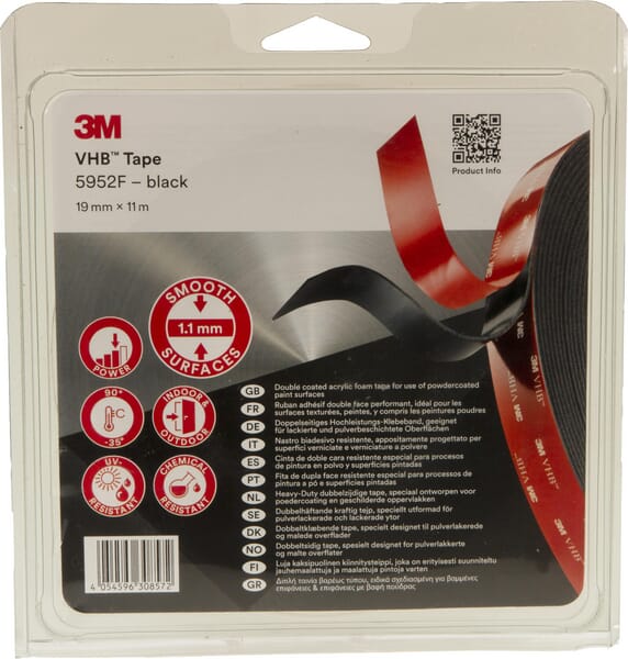 3M VHB Tape 5952 F, sort, stærk klæbning