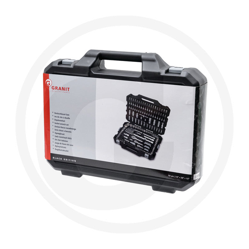 GRANIT BLACK EDITION 1/4", 3/8", 1/2" Topnøglesæt
181 dele, metrisk