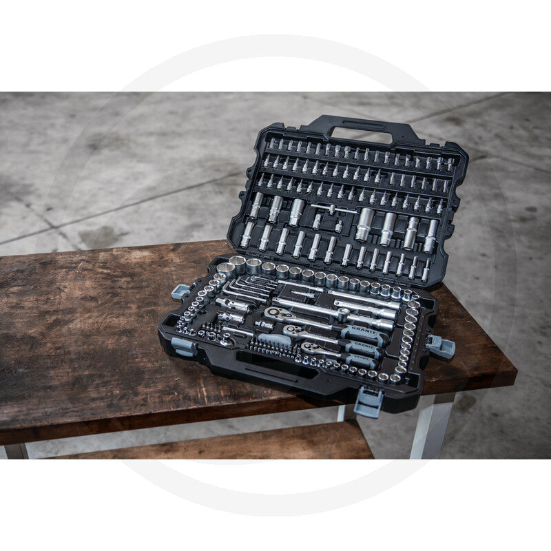 GRANIT BLACK EDITION 1/4", 3/8", 1/2" Topnøglesæt
181 dele, metrisk