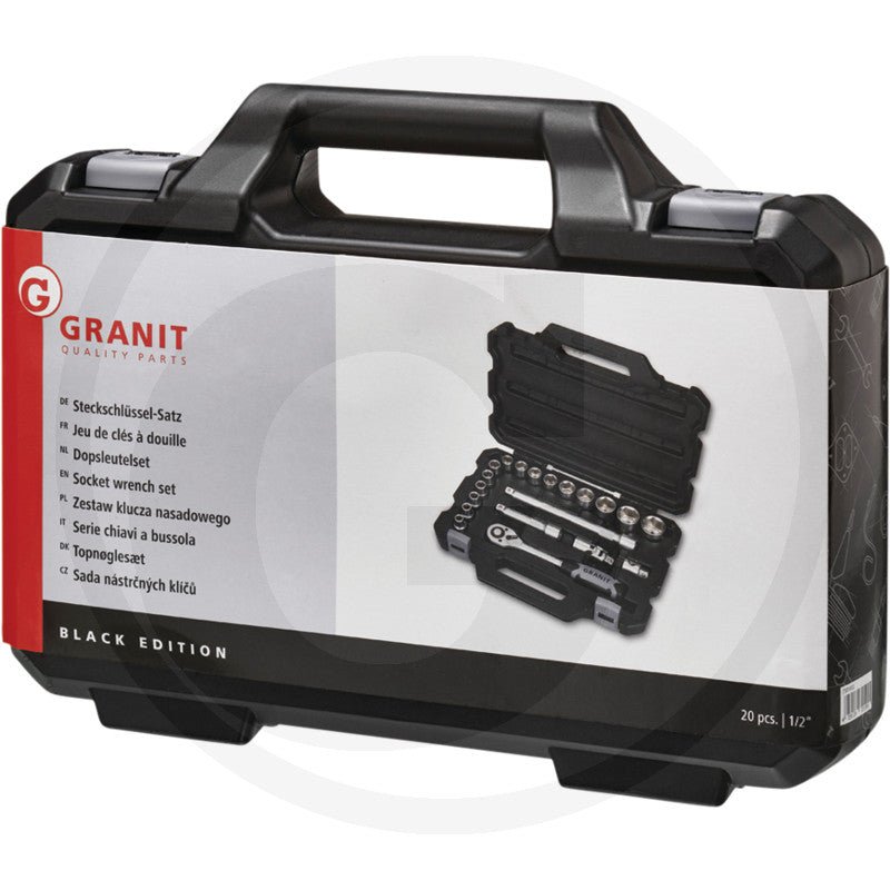 1/2" topnøgle-sæt
20 dele, metrisk Granit black edition