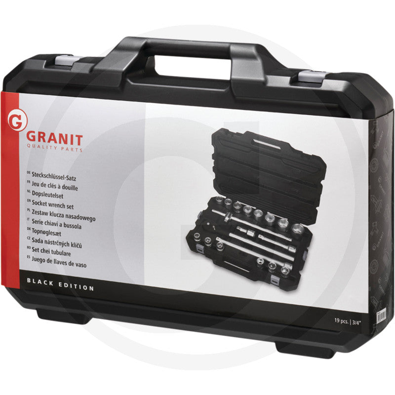 GRANIT BLACK EDITION 3/4" Topnøglesæt
19 dele, metrisk