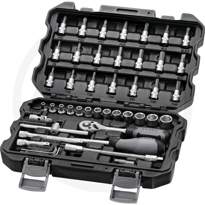 1/4" topnøglesæt 45 dele Granit black edition
