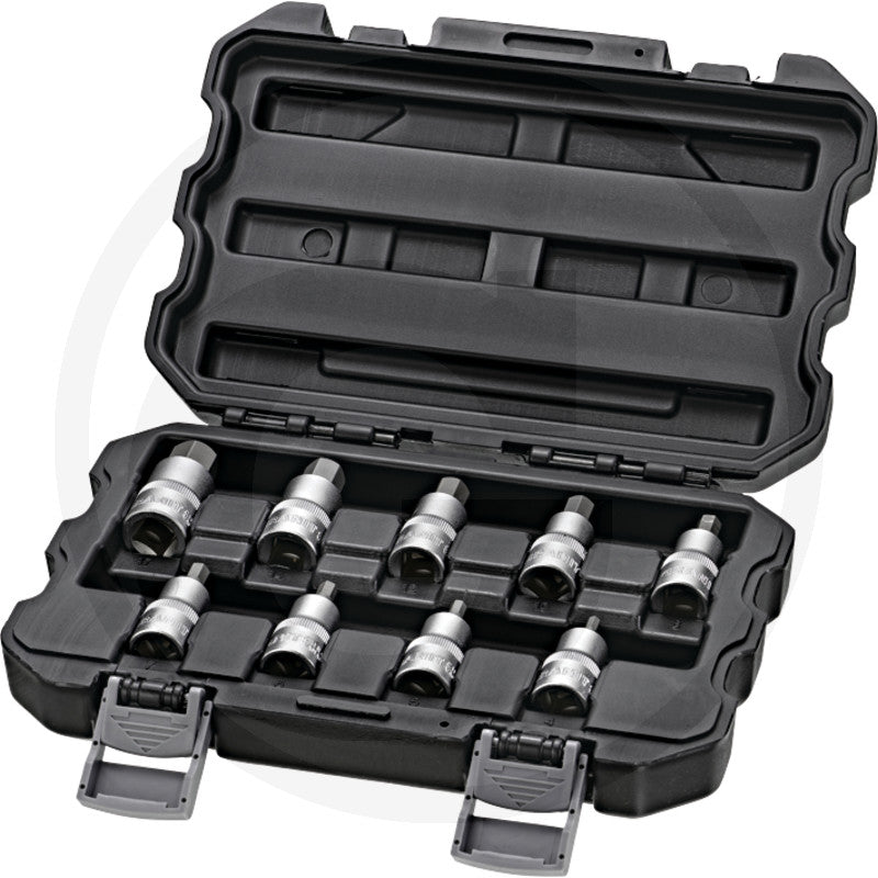 1/2" bits topper-sæt, indvendig 6-kant, 9 dele Granit black edition