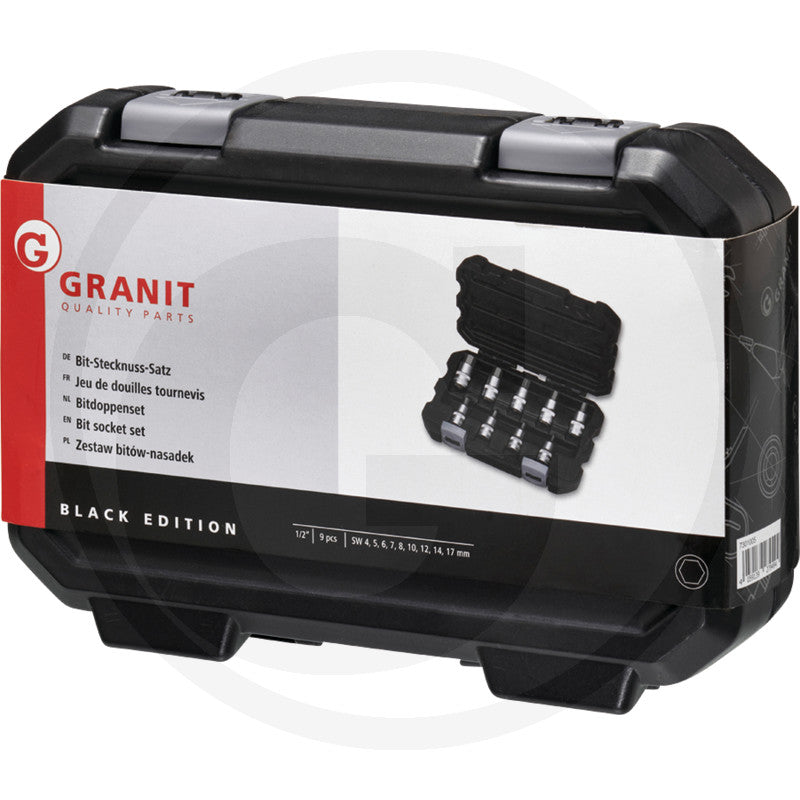 GRANIT BLACK EDITION 1/2" bits topper-sæt, indvendig 6-kant, 9 dele