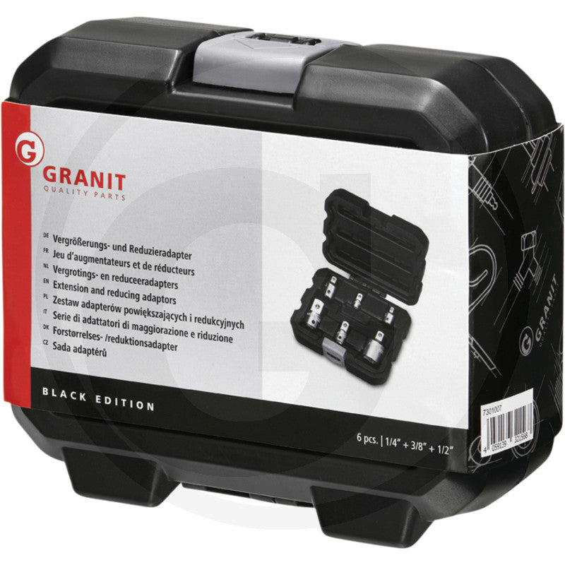 GRANIT BLACK EDITION 1/4"+3/8"+1/2" adapter-sæt 6 dele