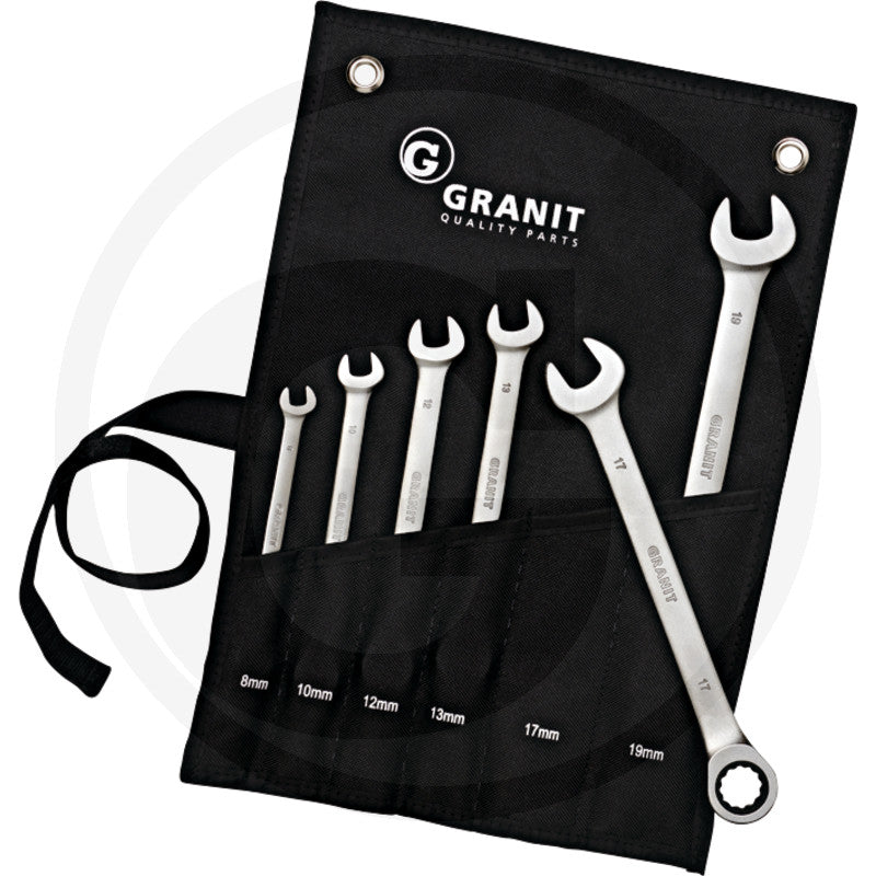 R/g nøgle med skralde-sæt
• metrisk 6 blade Granit black edition