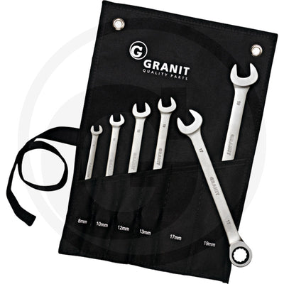 R/g nøgle med skralde-sæt
• metrisk 6 blade Granit black edition