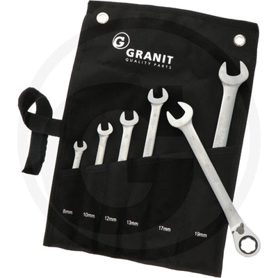 R/g nøgle heavygrip-sæt, med skralde
6 dele Granit black edition