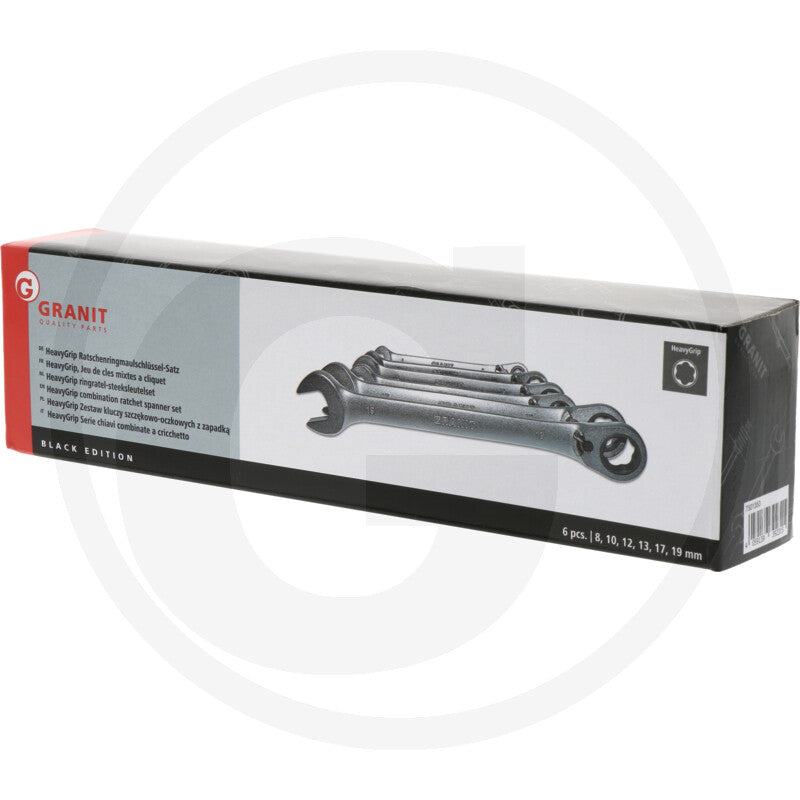 GRANIT BLACK EDITION R/G nøgle HeavyGrip-sæt, med skralde
6 dele