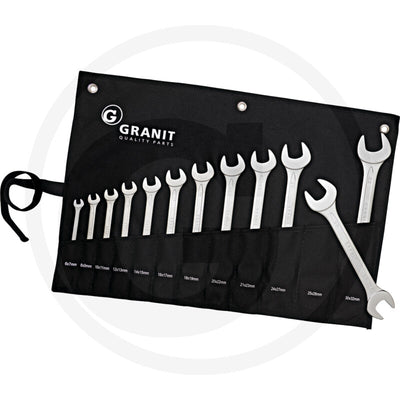 Dobbelt gaffelnøgle sæt, 12 dele: Granit black edition