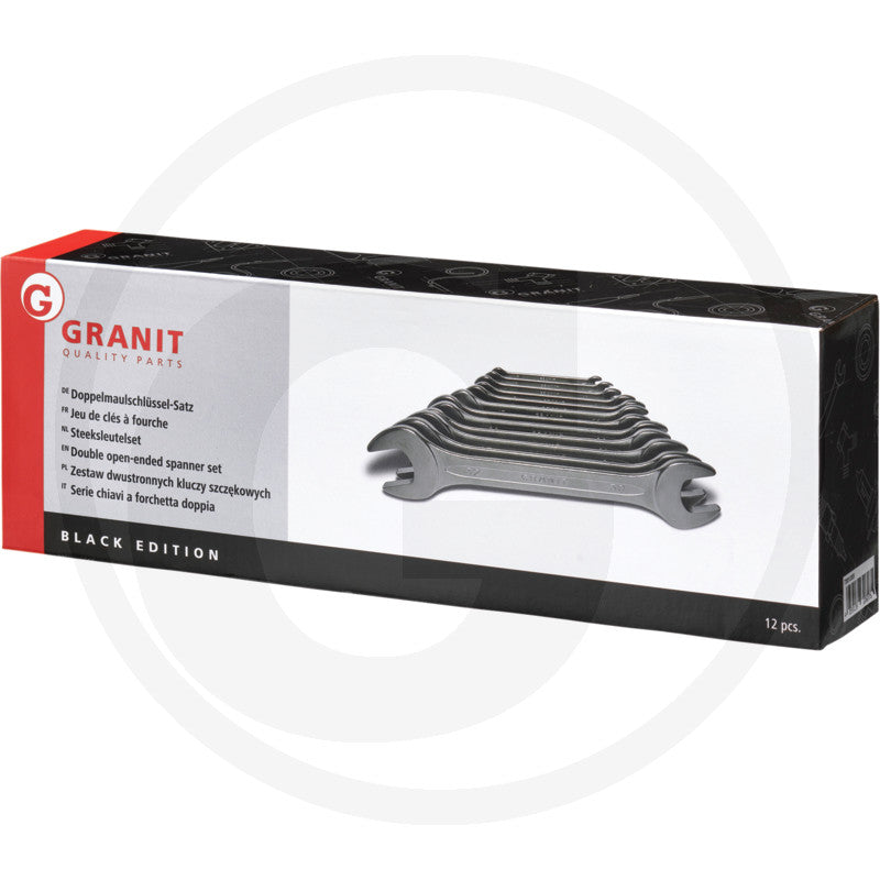 GRANIT BLACK EDITION Dobbelt gaffelnøgle sæt, 12 dele: