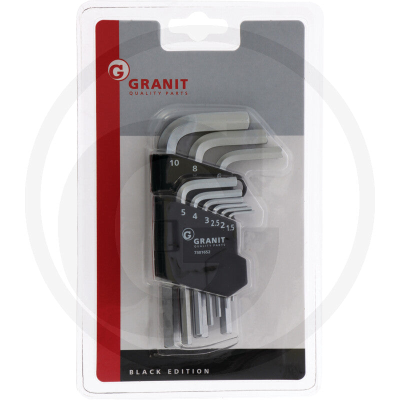 GRANIT BLACK EDITION Vinkelstiftnøgle-sæt, KORT
9 dele