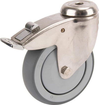Tente Drejehjul Ø125 mm med bremse, rustfrit stål