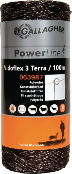 Gallagher Polytråd Vidoflex3 Ø2mm 100m Terra