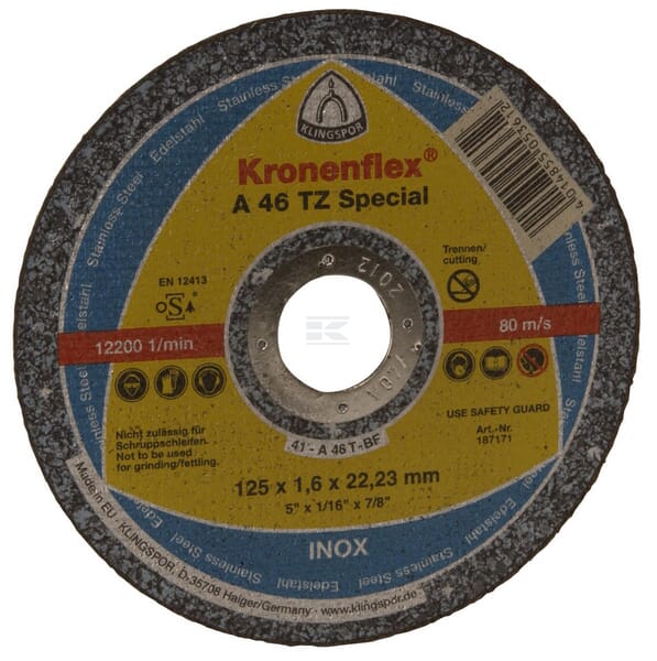 Klingspor Skæreskive 125x1,6mm lige Kronenflex TZ A46TZ