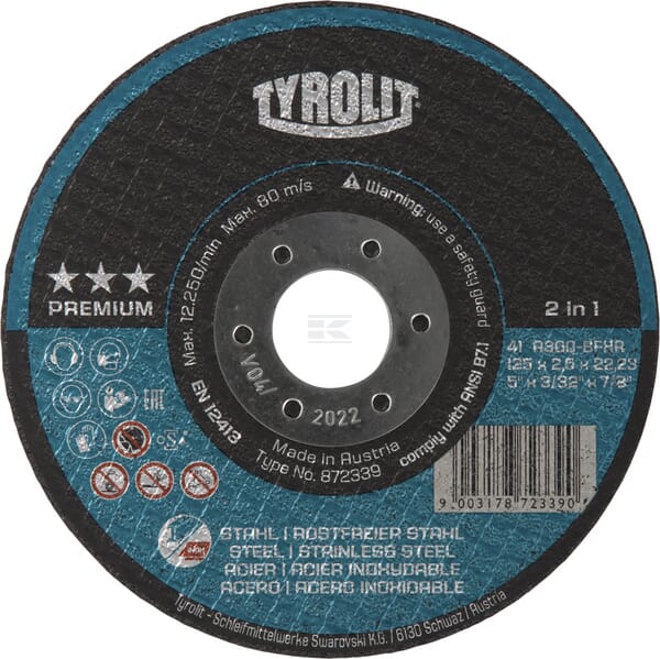 Tyrolit Skæreskive Lige Premium 125x2,5x22 mm