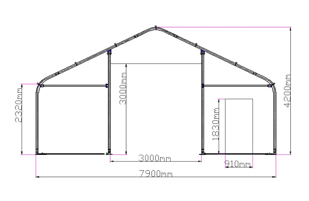 Telthal 9,15x7,90x4,20 m, opbevaringstelt