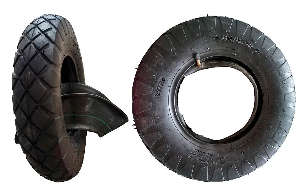 Dæk m/slange, 4.00x8"-4