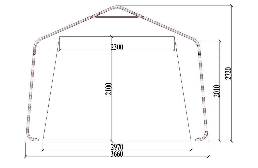 Garagetelt 8x3,6x2,7 m, telthal
