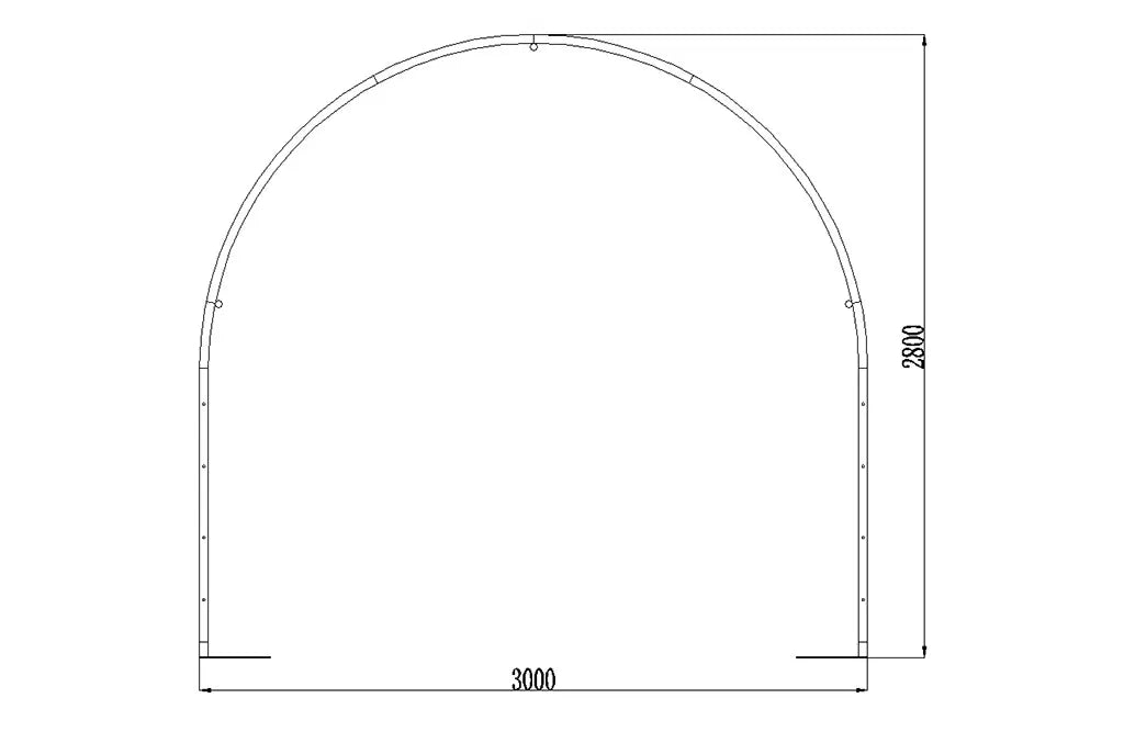 Læskur, 3 x 3 x 2,8 m, med åbne sider