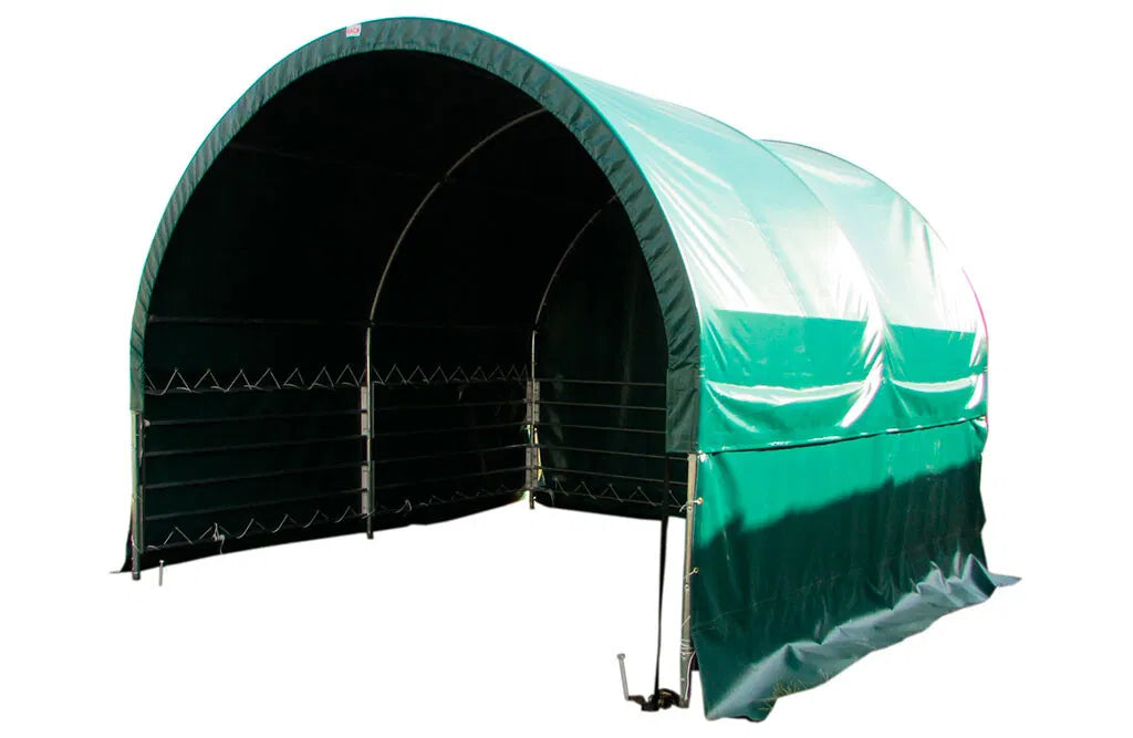 Læskur, 3 x 3 x 2,8 m, med åbne sider