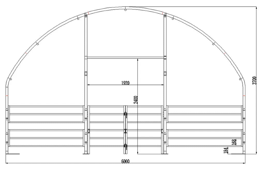 Læskur, 6 x 6 x 3,7 m, med lukket front