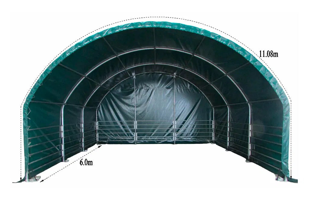 Læskur, 6 x 6 x 3,7 m, med lukket front
