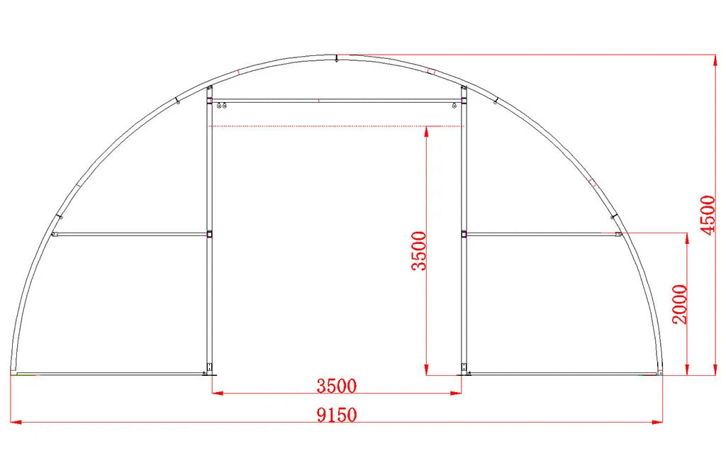 Rundbuehal 12x9x4,5 m, med ovenlys
