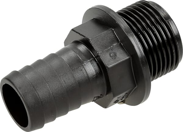 Slangestuds lige med 1" udvendig gevind til 25 mm slange