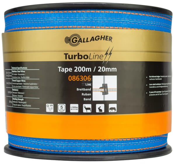 Gallagher TurboLine Hegnstape 20 mm blå 200 m