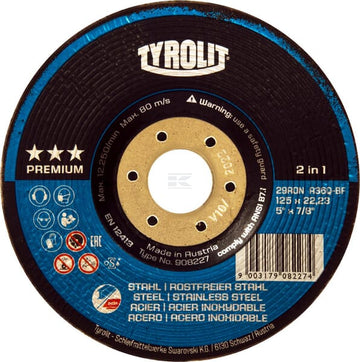 Tyrolit Slibeskive PREMIUM 29RON 125x22 A36 Stål/INOX