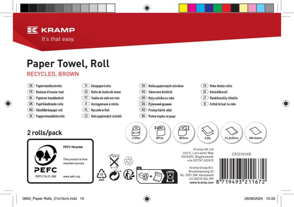 Tork Aftørringspapir, Brun Rulle, 2-lags, 21 cm x 125 m