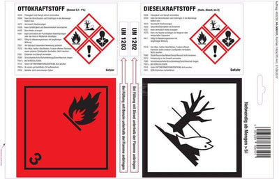 Hünersdorff Klistermærkater til Benzin og Diesel, 25 ark