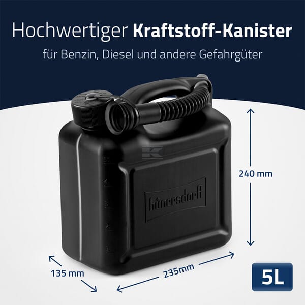 Hünersdorff Jerrycan 5 L, sort plast