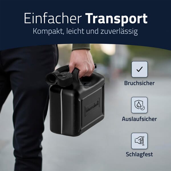 Hünersdorff Jerrycan 5 L, sort plast