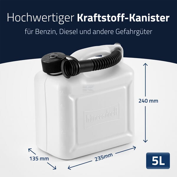 Hünersdorff Jerrycan 5 liter, klar plastdunk