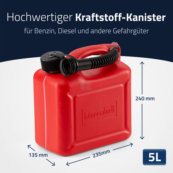 Hünersdorff Jerrydunk 5 liter rød plast
