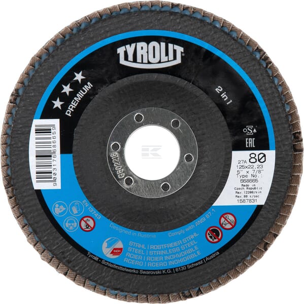 Tyrolit Lamelskive Skrå PREMIUM 125x22,23 mm K80