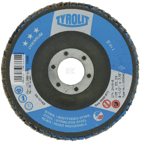 Tyrolit Lamelskive Skrå PREMIUM 115mm Stål/INOX ZA40