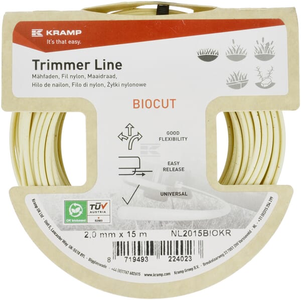 Biocut Starch Trimmersnøre Ø2,0 mm, 15 meter rund