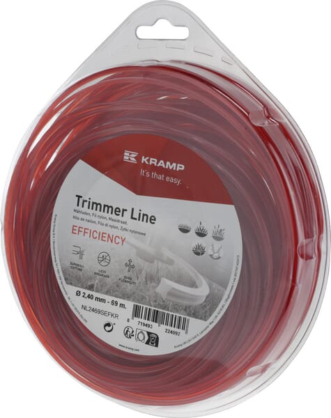 Kramp Trimmersnøre 2,4 mm firkantet rød 69 m