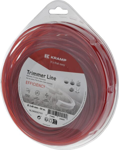 Kramp Trimmersnøre 2,4 mm firkantet rød 69 m