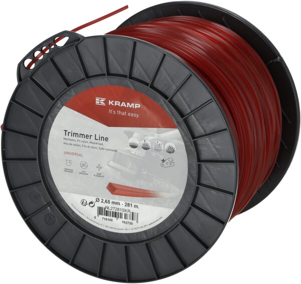 Firkantet Trimmersnøre Ø 2,65 mm, 281 m, Rød