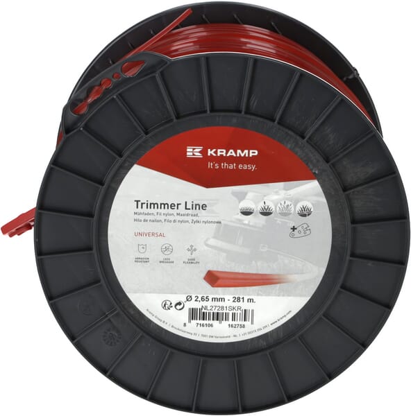 Firkantet Trimmersnøre Ø 2,65 mm, 281 m, Rød