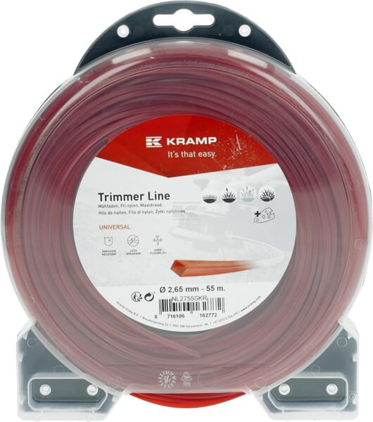 Kramp Trimmersnøre 2.65 mm kvadratisk 55 m rød