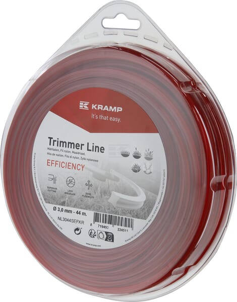 Firkantet Trimmersnøre Ø 3 mm 44 m Rød