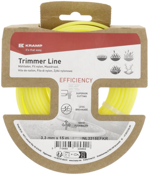 Effektivitet Trimmersnøre Ø3,3 mm, 15 m rund, gul