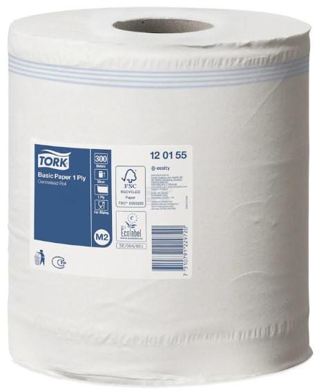 Tork Aftørringspapir Hvid Rulle, 20 cm x 300 m, 1-lags