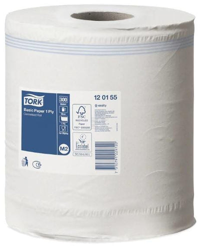 Tork Aftørringspapir Hvid Rulle, 20 cm x 300 m, 1-lags