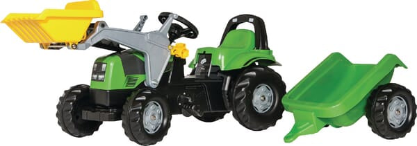Rolly Toys RollyKid Pedaltraktor DEUTZ-FAHR med frontlæsser og trailer